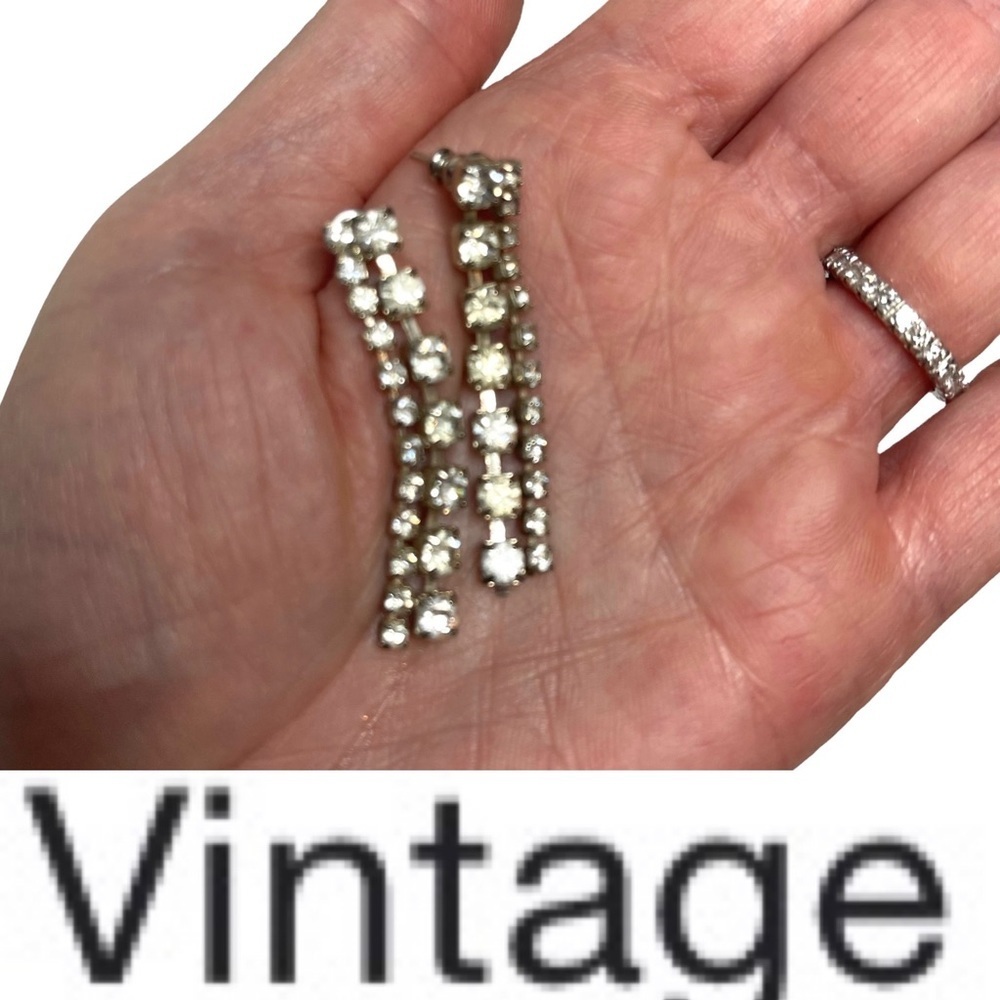 Vintage Mid Century Rhinestone Drop Earrings